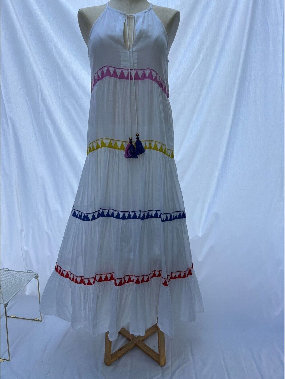 OLIPHANT White tiered long Maxi dress